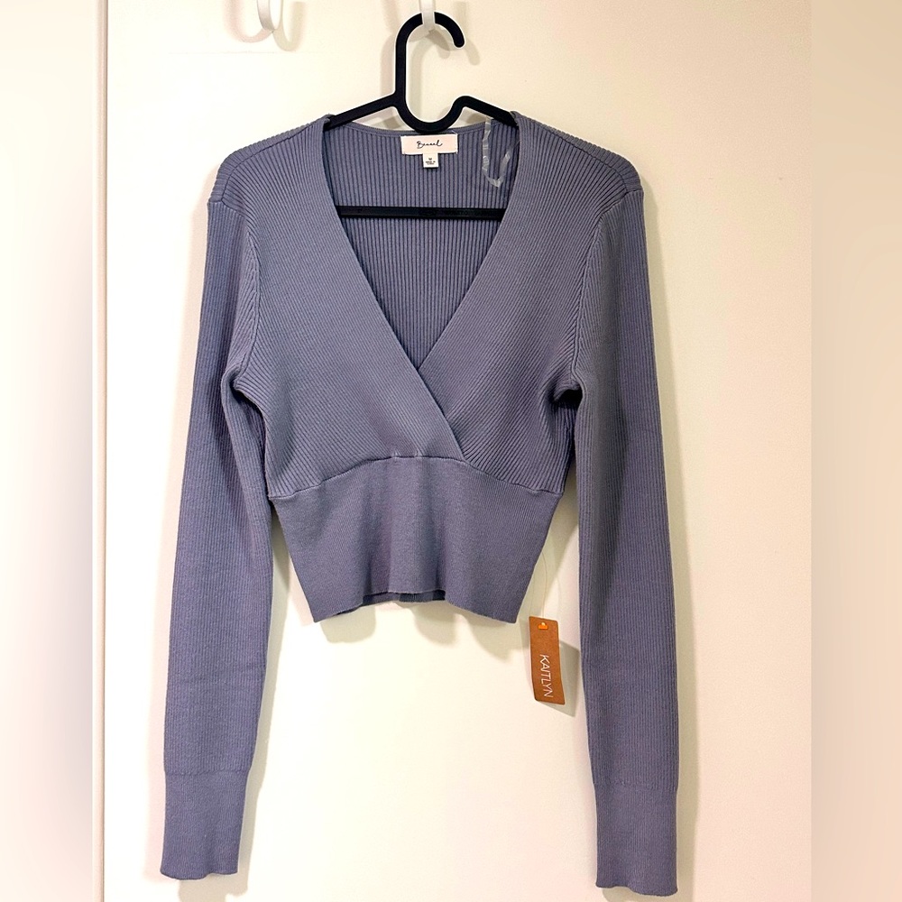 Kaitlyn, ribbed surplice sweater, brand new